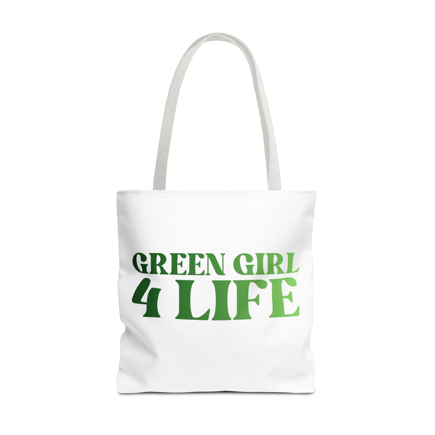 Green Girl 4 Life Tote Bag - Cute White Bag for Women and Girls, Double Sided Inspirational Tote