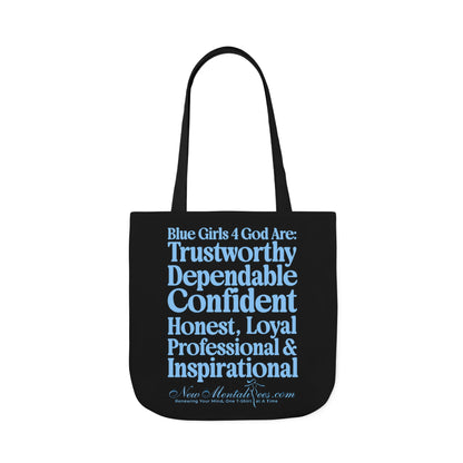 Black Contrast Blue Girls 4 God Tote Bag - You Are Trustworthy, Dependable, Confident, Honest, Loyal, Professional, and Inspirational!
