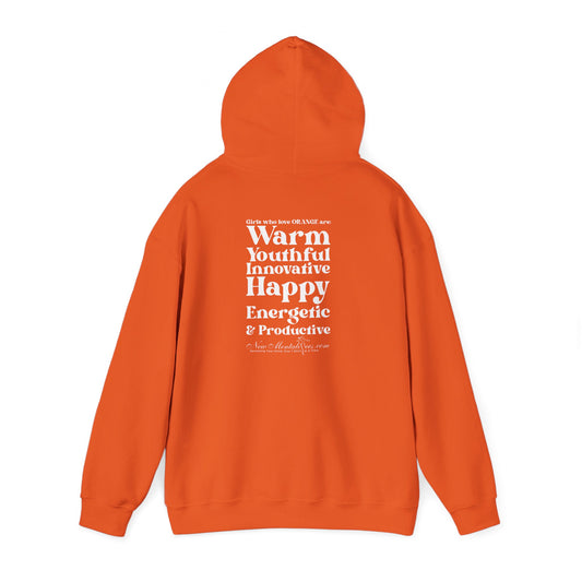 Orange Girl 4 Life Hoodie - Cute Ladies Orange Graphic Hoodie, Positive Affirmation Hoodie, Inspirational Unisex Hoodie, Orange Fashion