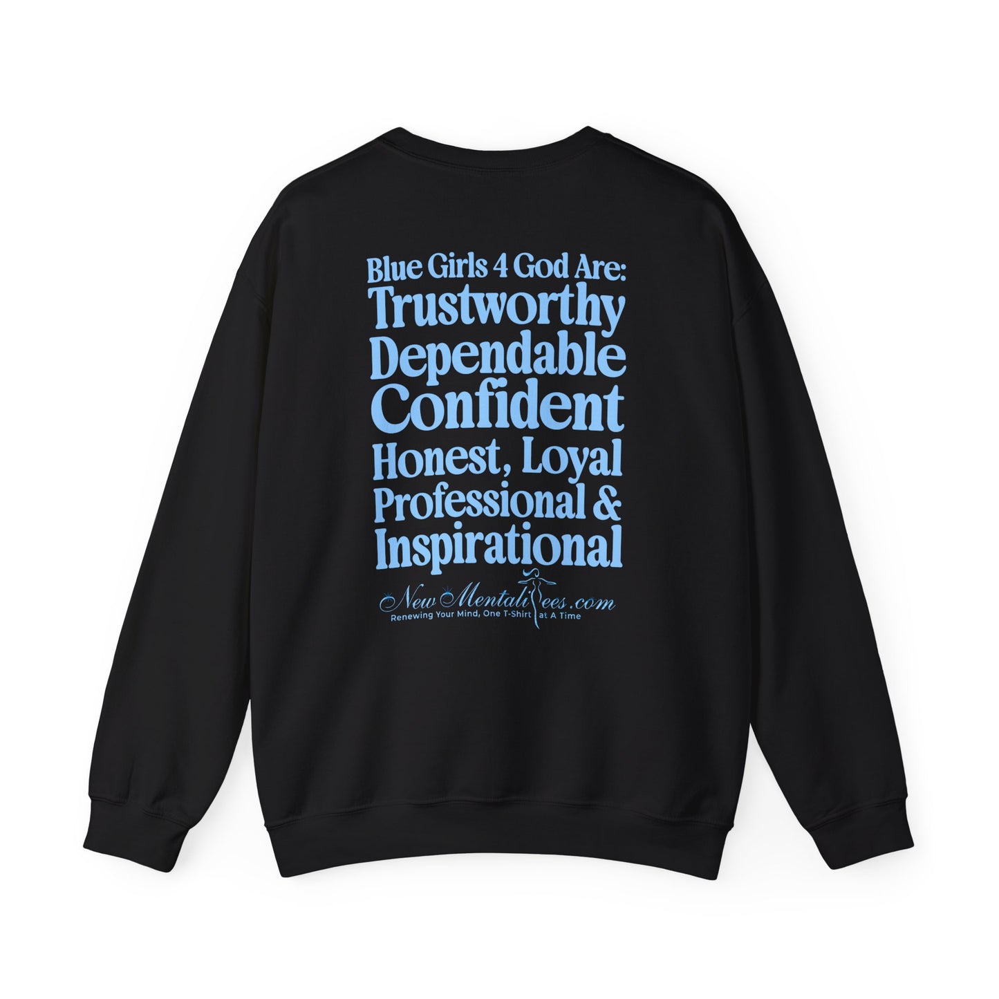 Blue Girls 4 God Adult Sweatshirt | Black Contrast