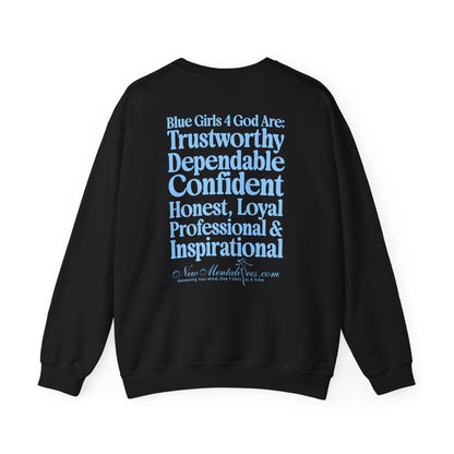 Blue Girls 4 God Adult Sweatshirt | Black Contrast