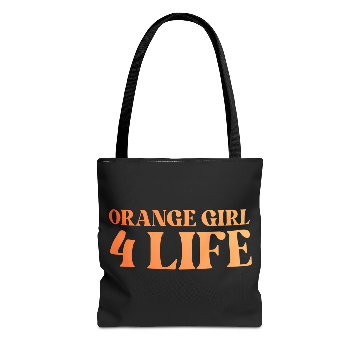 Orange Girl 4 Life Tote Bag -  Cute Black Bag for Women and Girls, Double Sided Inspirational Tote