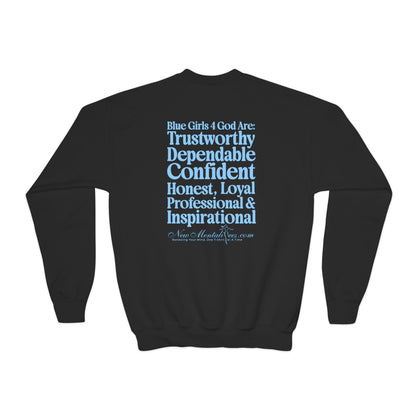 Blue Girls 4 God Youth Sweatshirt | Black Contrast