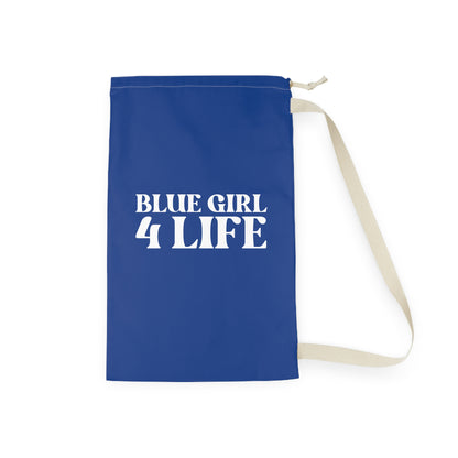 Blue Girl 4 Life Laundry Bag – Double-Sided Inspirational Blue Girl Laundry Sack | Spun Polyester Drawstring Bag