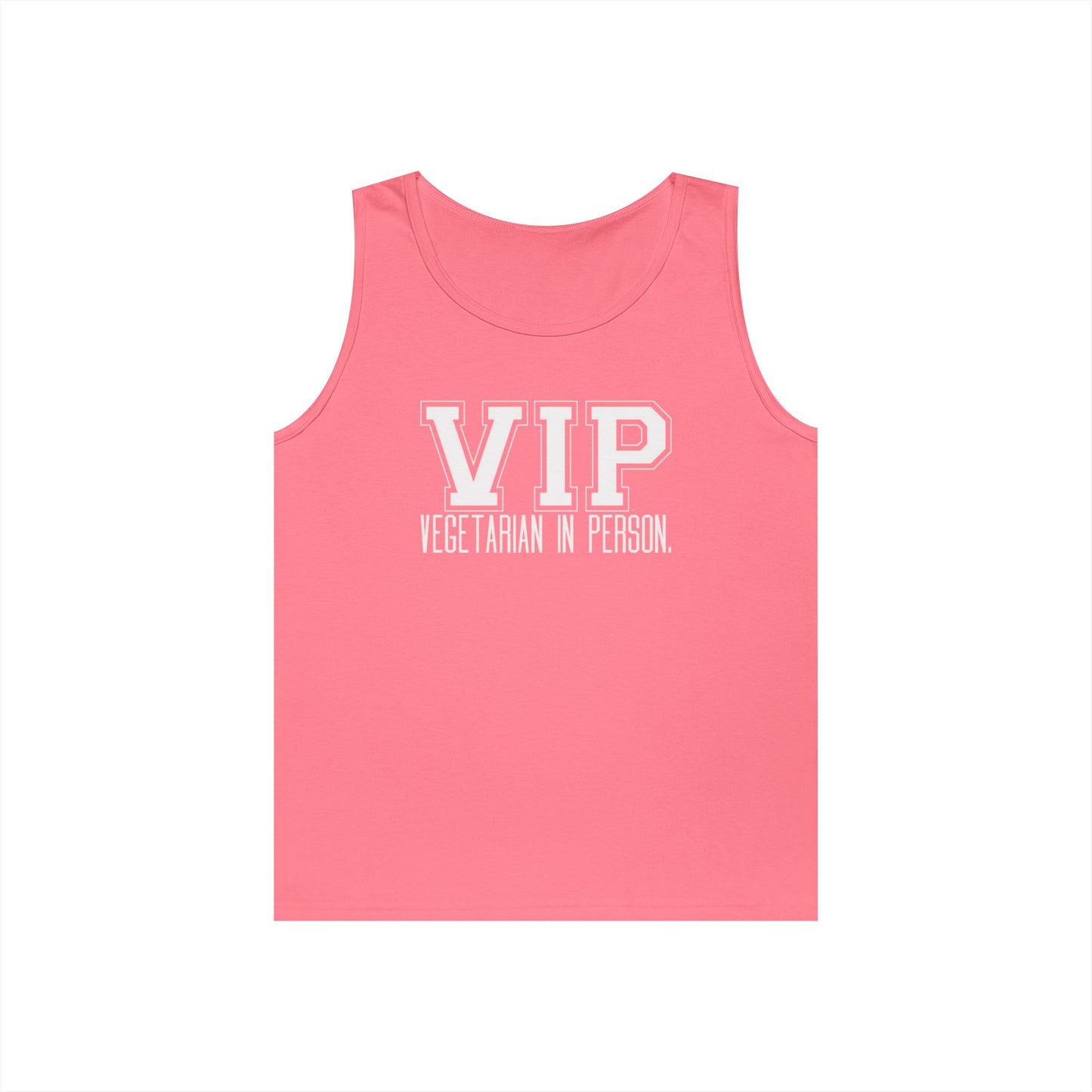 VIP Vegetarian Unisex Tank Top – Vegetarian In Person Healthy Lifestyle Statement Tank | Vegetarian Gift | Summer Tank