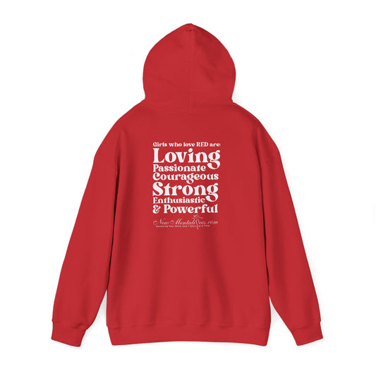 Red Girl 4 Life Hoodie -  Cute Ladies Red Graphic Hoodie, Positive Affirmation Hoodie, Inspirational Unisex Hoodie, Red Fashion Hoodie