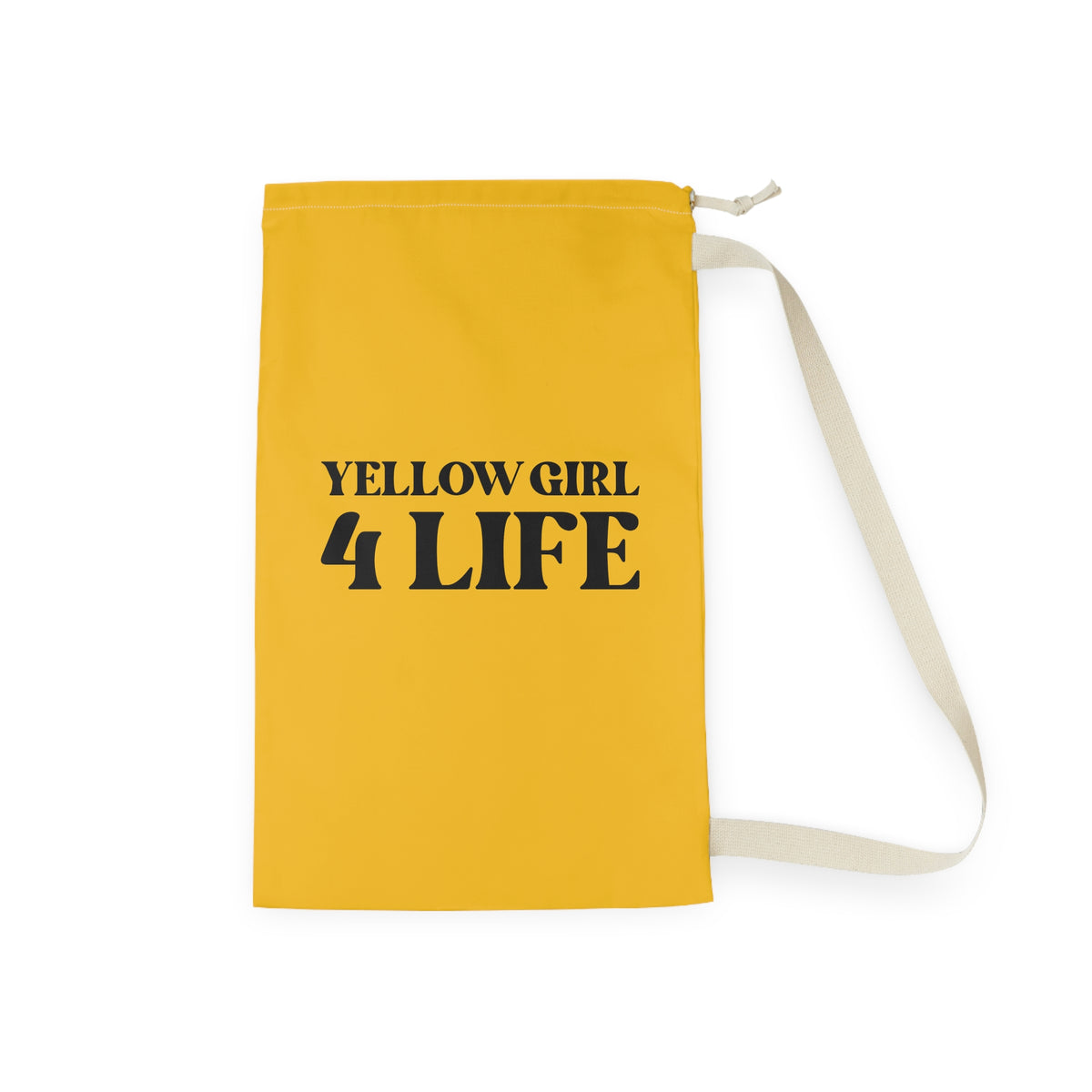 Yellow Girl 4 Life Laundry Bag – Double-Sided Inspirational Yellow Girl Laundry Sack | Spun Polyester Drawstring Bag