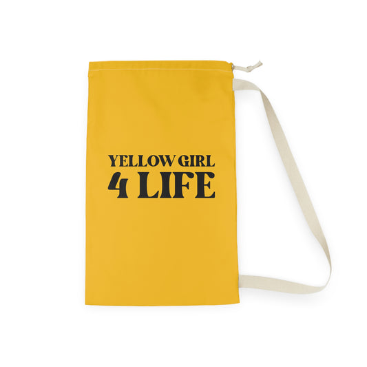 Yellow Girl 4 Life Laundry Bag – Double-Sided Inspirational Yellow Girl Laundry Sack | Spun Polyester Drawstring Bag