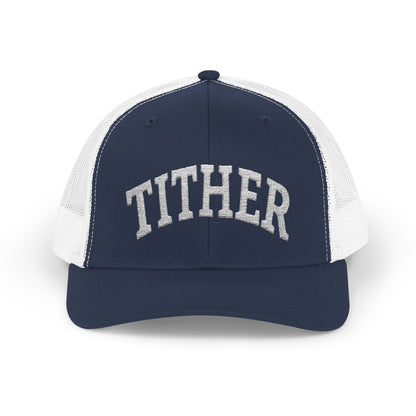 Tither Collegiate Cap | Embroidered Christian Baseball Hat, Unisex Adjustable Faith-Based Cap, Tithing Lifestyle Hat, Church Wear