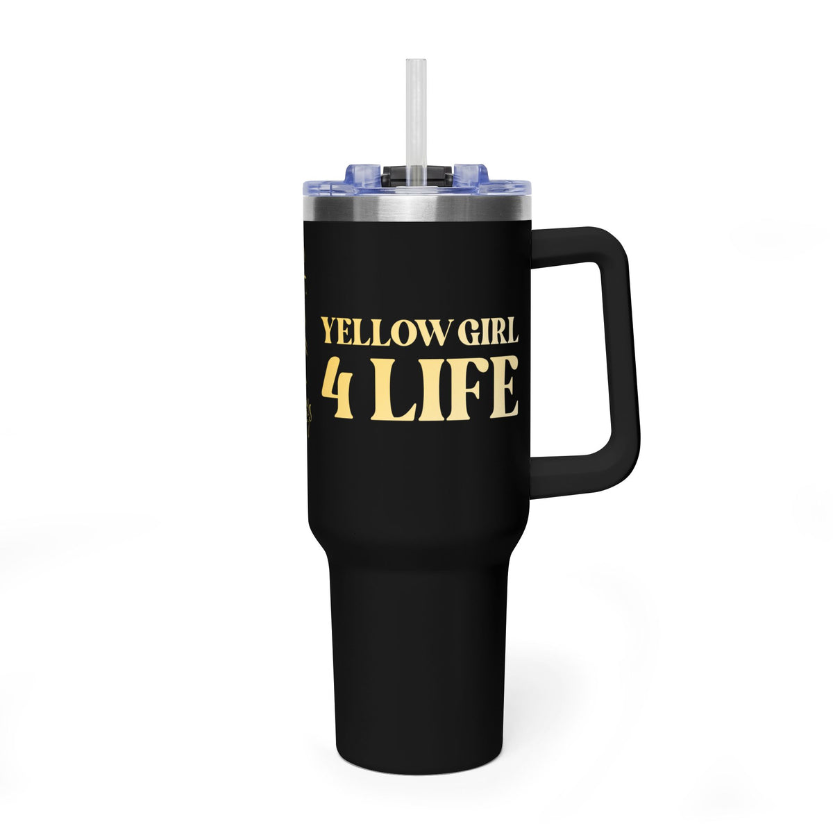 Yellow Girl 4 Life 40 oz Black Tumbler - Cute, Yellow, Positive, Affirmation, Inspirational, Insulated Tumbler