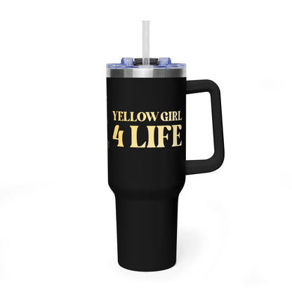 Yellow Girl 4 Life 40 oz Black Tumbler - Cute, Yellow, Positive, Affirmation, Inspirational, Insulated Tumbler