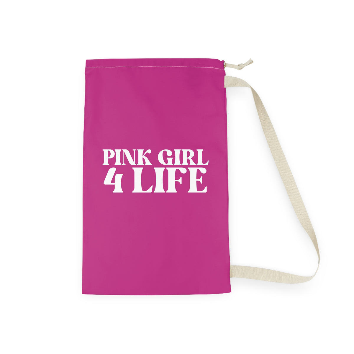 Pink Girl 4 Life Custom Laundry Bag – Double-Sided Inspirational Pink Girl Laundry Sack | Spun Polyester Drawstring Bag
