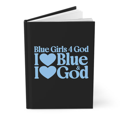 💙 Blue Girls for God Black Hardcover Journal – Double-Sided Inspirational Notebook | Matte Hardcover | 150 Lined Pages | Gift for Women & Girls