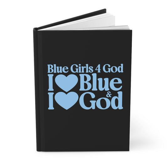 💙 Blue Girls for God Black Hardcover Journal – Double-Sided Inspirational Notebook | Matte Hardcover | 150 Lined Pages | Gift for Women & Girls