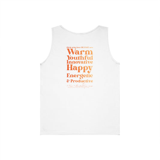 Orange Girl 4 Life Ladies Sleeveless White Tank Top | Double-Sided Graphic Tank | Inspirational Tank for Women (Unisex)