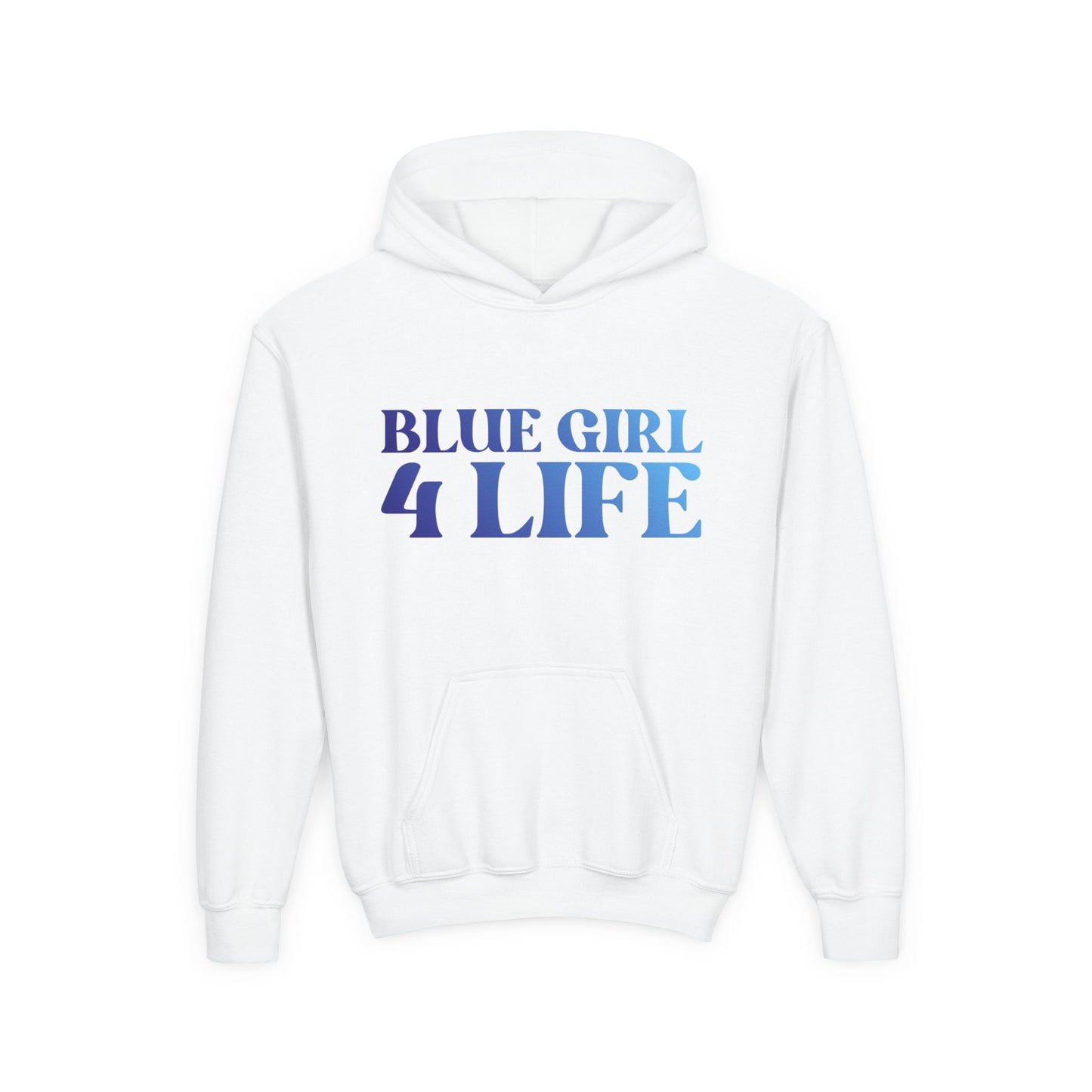 Blue Girl 4 Life Hoodie - Cute Youth White Graphic Hoodie, Positive Affirmation Hoodie, Inspirational Hoodie, Blue Fashion