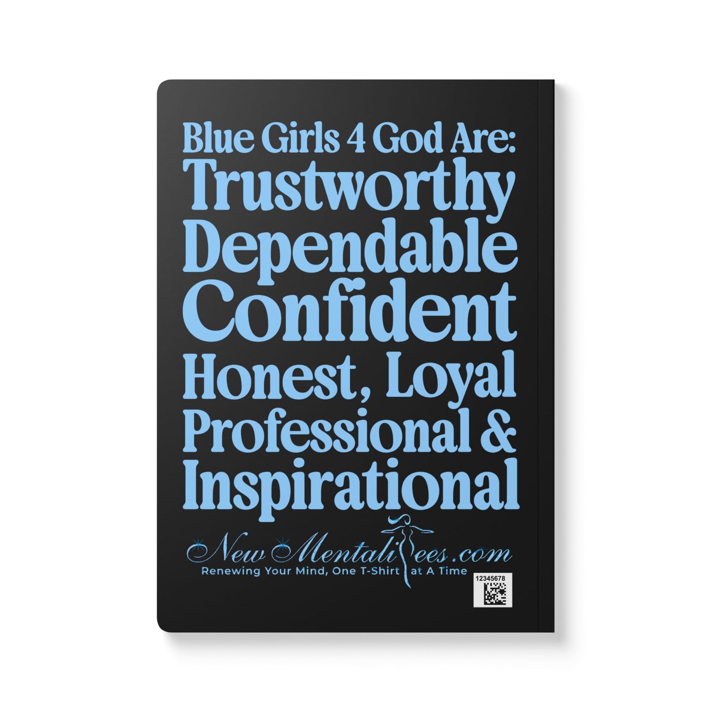 Blue Girls 4 God Black Contrast Softcover Journal – Double-Sided Inspirational Faith Journal | 100 or 200 Pages | Notebook for Girls & Women Who Love God