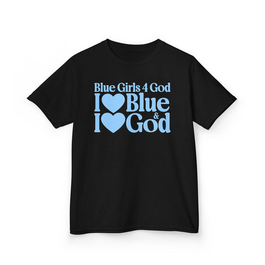 Blue Girls 4 God Youth T-shirt | Black Contrast
