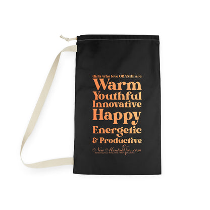 Orange Girl 4 Life Black Laundry Bag – Double-Sided Inspirational Orange Girl Laundry Sack | Spun Polyester Drawstring Bag