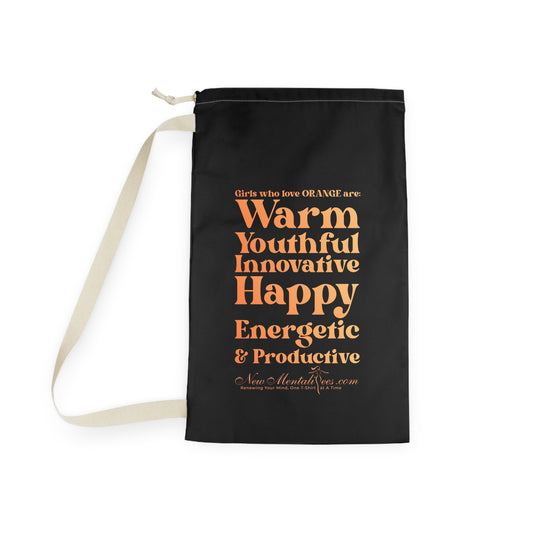Orange Girl 4 Life Black Laundry Bag – Double-Sided Inspirational Orange Girl Laundry Sack | Spun Polyester Drawstring Bag