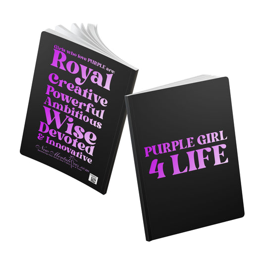 Purple Girl 4 Life (Black) Softcover Journal – Double-Sided Inspirational Journal | 100 or 200 Pages | Notebook for Girls & Women Who Love Purple