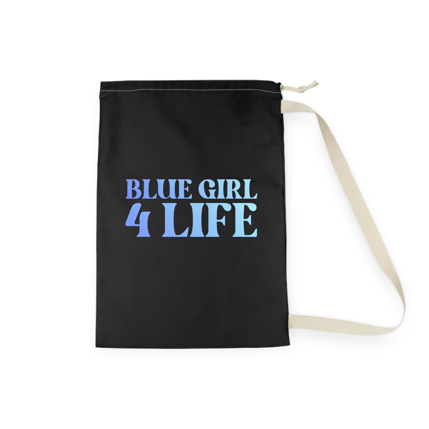 Blue Girl 4 Life Black Laundry Bag – Double-Sided Inspirational Blue Girl Laundry Sack | Spun Polyester Drawstring Bag