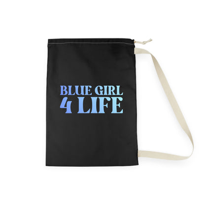 Blue Girl 4 Life Black Laundry Bag – Double-Sided Inspirational Blue Girl Laundry Sack | Spun Polyester Drawstring Bag