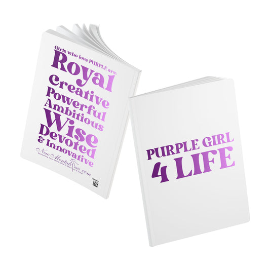 Purple Girl 4 Life (White) Softcover Journal – Double-Sided Inspirational Journal | 100 or 200 Pages | Notebook for Girls & Women Who Love Purple