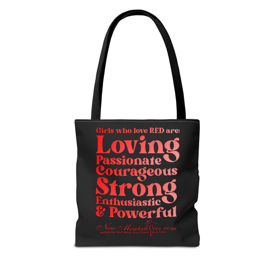 Red Girl 4 Life Tote Bag - Cute Black Bag for Women and Girls, Double Sided Inspirational Tote