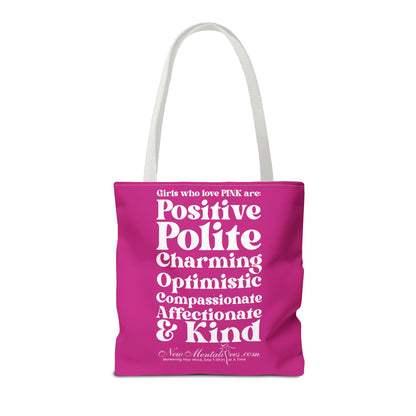 Pink Girl 4 Life Tote Bag - Cute Pink Bag for Women and Girls, Double Sided Inspirational Tote