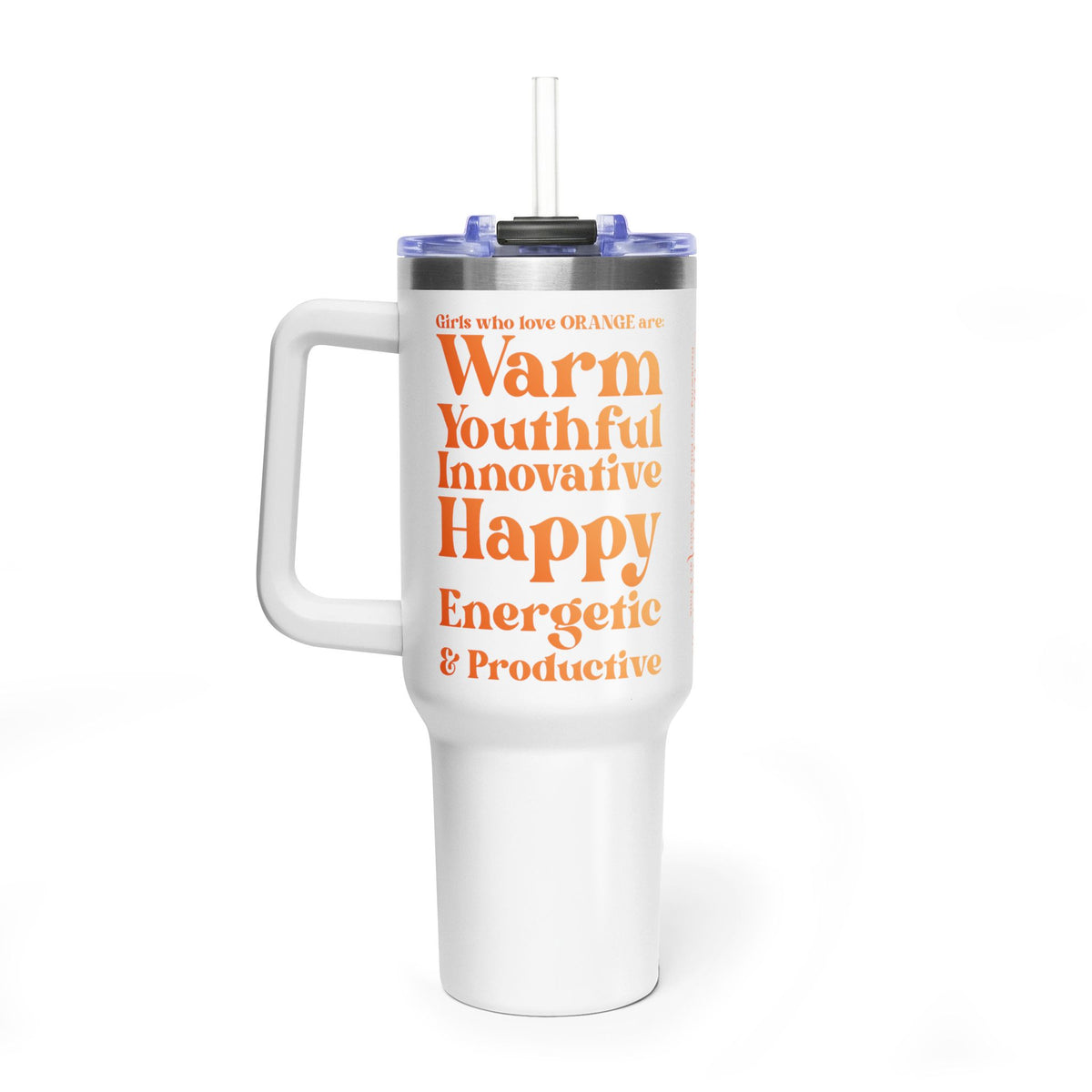 Orange Girl 4 Life 40 oz White Tumbler - Cute, Orange, Positive, Affirmation, Inspirational, Double Sided, Insulated Tumbler