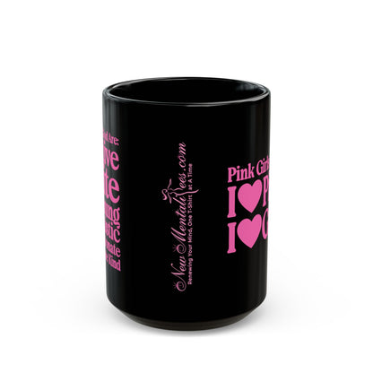 Pink Girls 4 God Mug - Black Contrast Collection