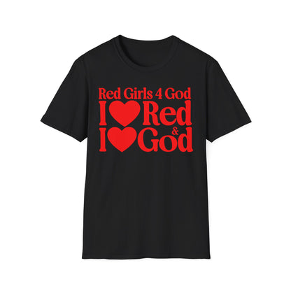 Red Girls 4 God Adult T-shirt | Black Contrast