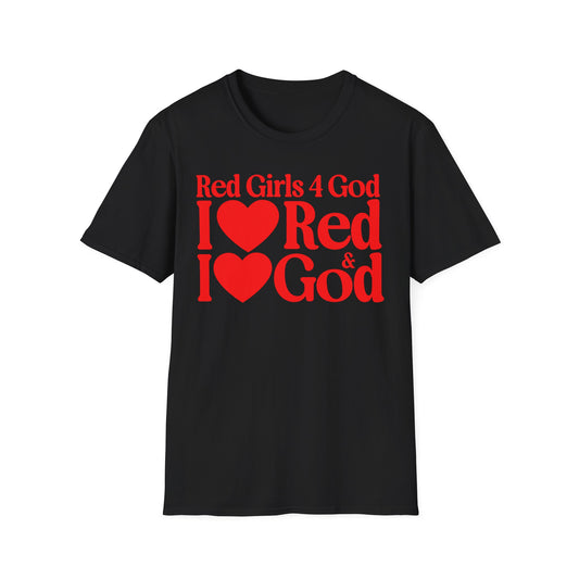 Red Girls 4 God Adult T-shirt | Black Contrast