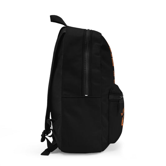 Orange Girl 4 Life Black Contrast Backpack – Inspirational Girls School Backpack | Girl Power Bookbag | Lightweight Travel & School Bag