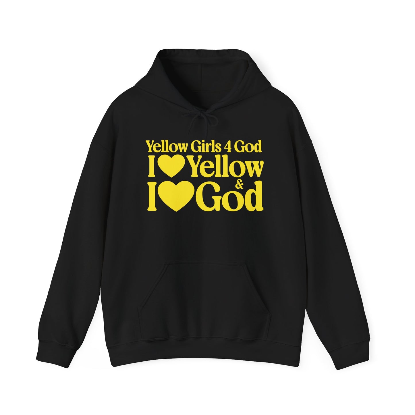 Yellow Girls 4 God Adult Hoodie | Black Contrast