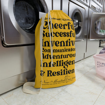Yellow Girl 4 Life Laundry Bag – Double-Sided Inspirational Yellow Girl Laundry Sack | Spun Polyester Drawstring Bag