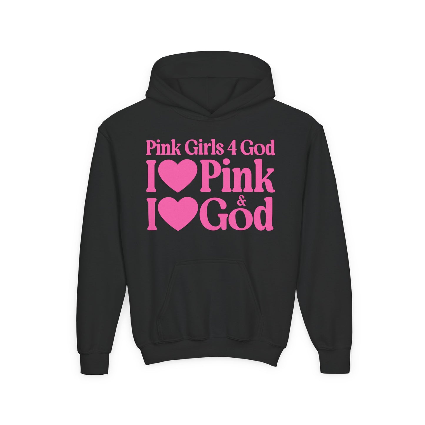 Pink Girls 4 God Youth Hoodie | Black Contrast