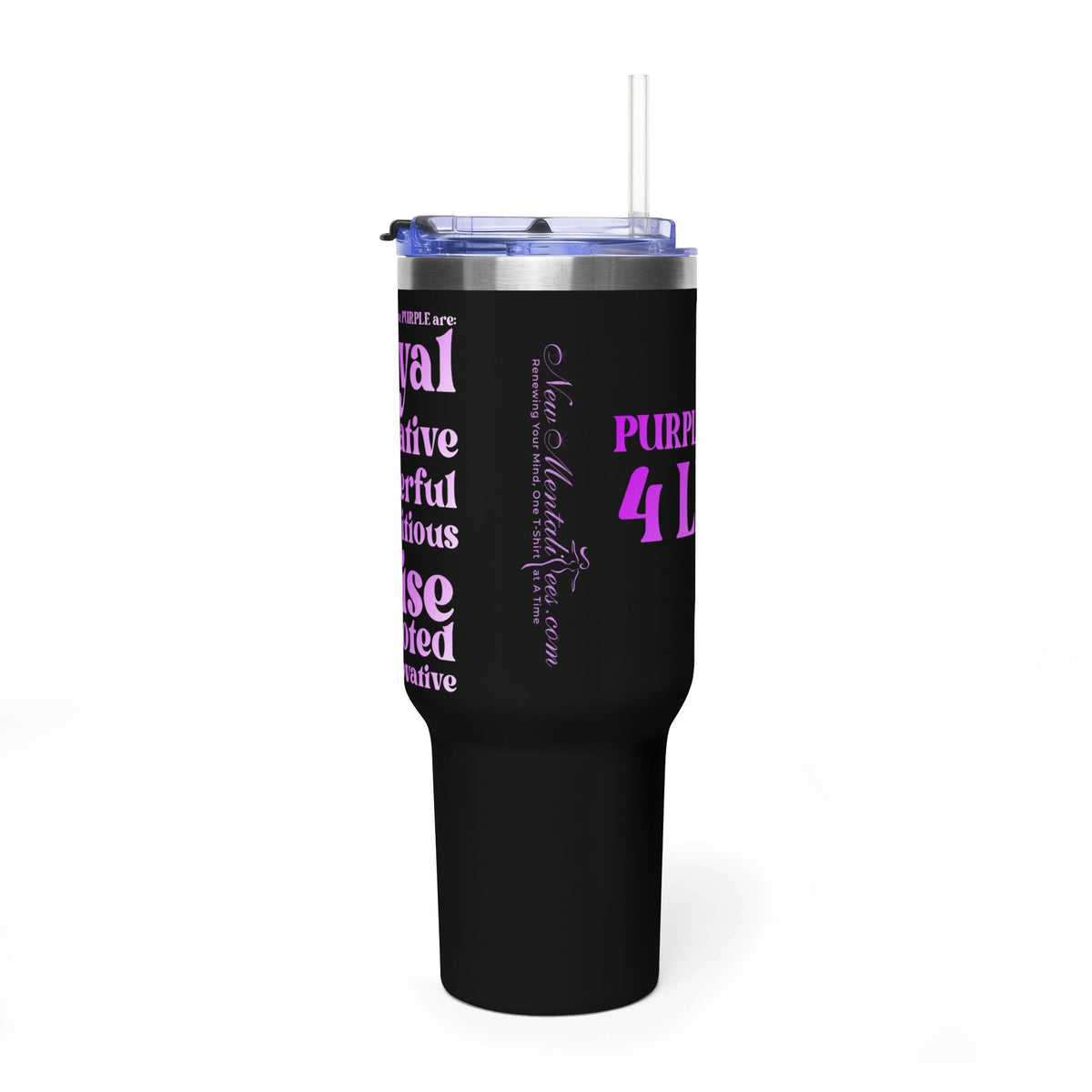 Purple Girl 4 Life 40 oz Black Tumbler - Cute, Purple, Positive, Affirmation, Inspirational, Insulated Tumbler