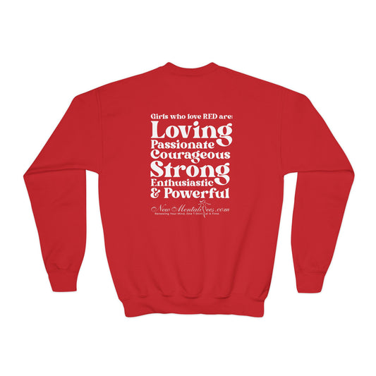 Red Girl 4 Life Sweatshirt -  Cute Youth Red Graphic Sweatshirt, Positive Affirmation Sweatshirt, Inspirational Sweatshirt, Red Fashion Sweatshirt