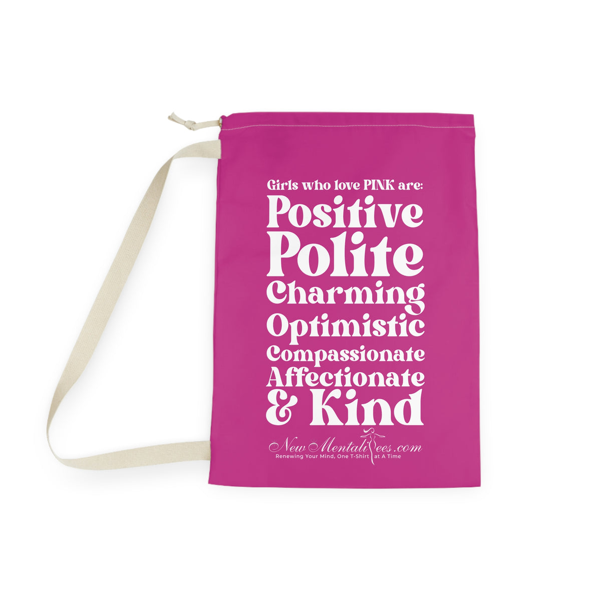 Pink Girl 4 Life Custom Laundry Bag – Double-Sided Inspirational Pink Girl Laundry Sack | Spun Polyester Drawstring Bag