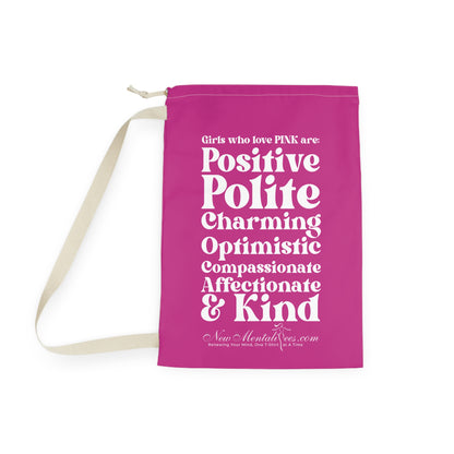 Pink Girl 4 Life Custom Laundry Bag – Double-Sided Inspirational Pink Girl Laundry Sack | Spun Polyester Drawstring Bag