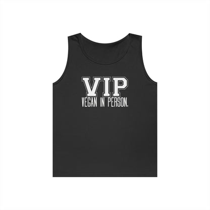 VIP Vegan Unisex Tank Top – Vegan In Person Plant-Based Statement Tank | Healthy Lifestyle | Vegan Gift | Eco-Friendly Summer Tank