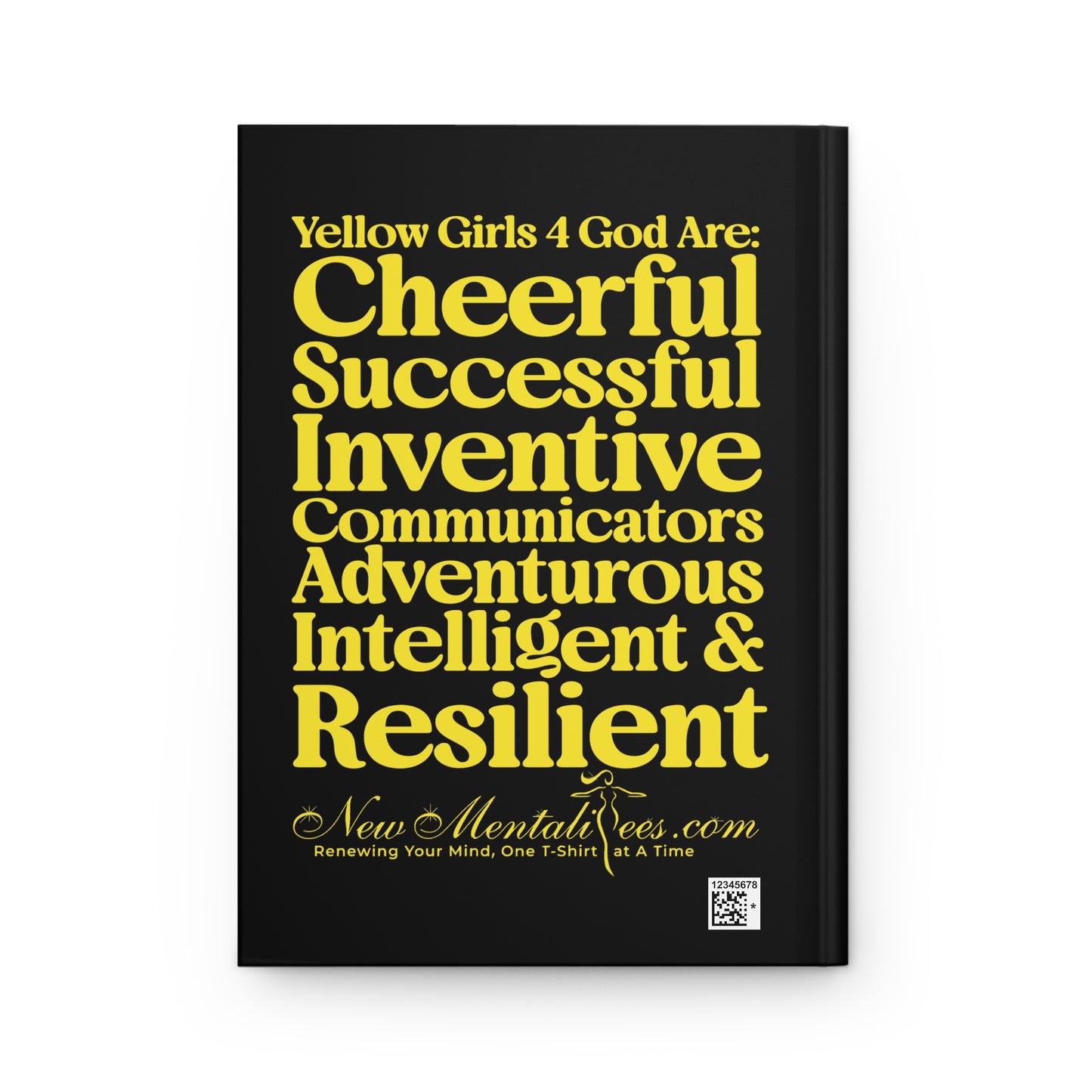 Yellow Girls for God Black Hardcover Journal – Double-Sided Inspirational Notebook | Matte Hardcover | 150 Lined Pages | Gift for Women & Girls