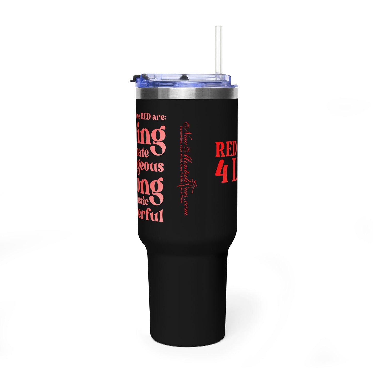 Red Girl 4 Life 40 oz Black Tumbler - Cute, Red, Positive, Affirmation, Inspirational, Double Sided, Insulated Tumbler