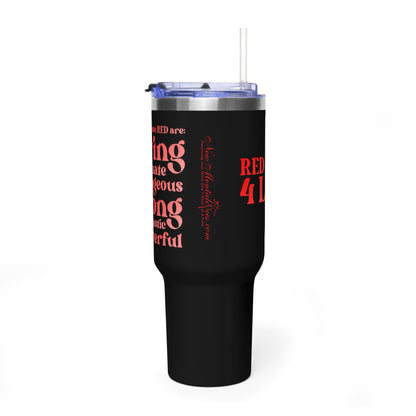 Red Girl 4 Life 40 oz Black Tumbler - Cute, Red, Positive, Affirmation, Inspirational, Double Sided, Insulated Tumbler