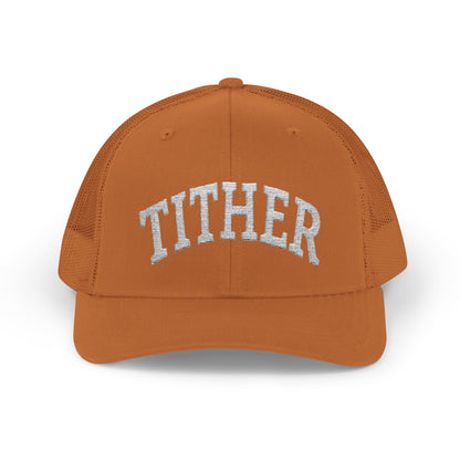 Tither Collegiate Cap | Embroidered Christian Baseball Hat, Unisex Adjustable Faith-Based Cap, Tithing Lifestyle Hat, Church Wear