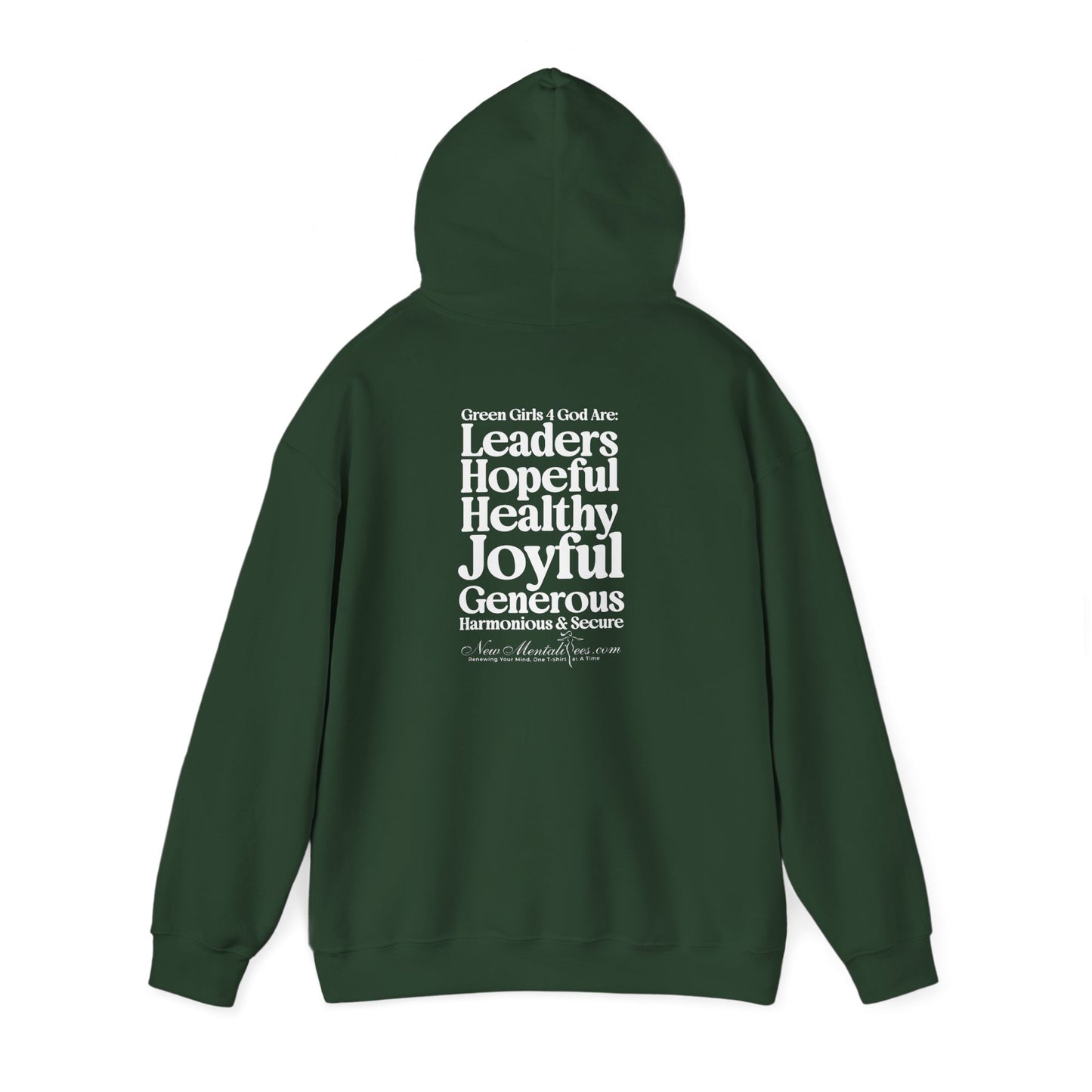 Green Girls 4 God Youth Hoodie - You are A Leader, Helpful, Healthy, Joyful, Generous, Harmonious and Secure!