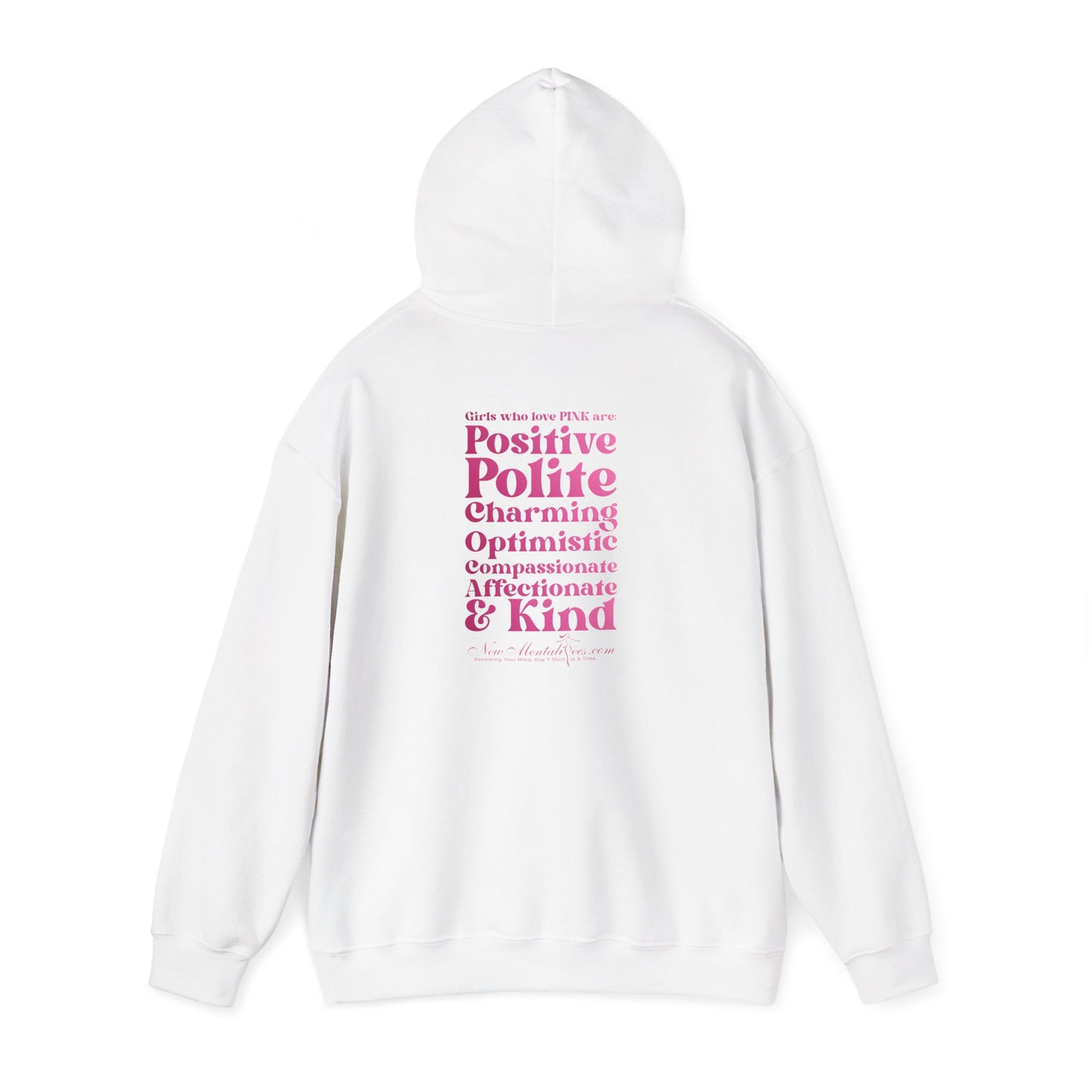 Pink Girl 4 Life Hoodie - Cute Ladies White Graphic Hoodie, Positive Affirmation Unisex Hoodie, Inspirational Gift