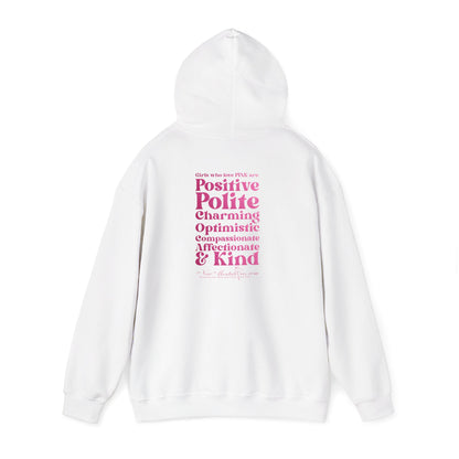 Pink Girl 4 Life Hoodie - Cute Ladies White Graphic Hoodie, Positive Affirmation Unisex Hoodie, Inspirational Gift